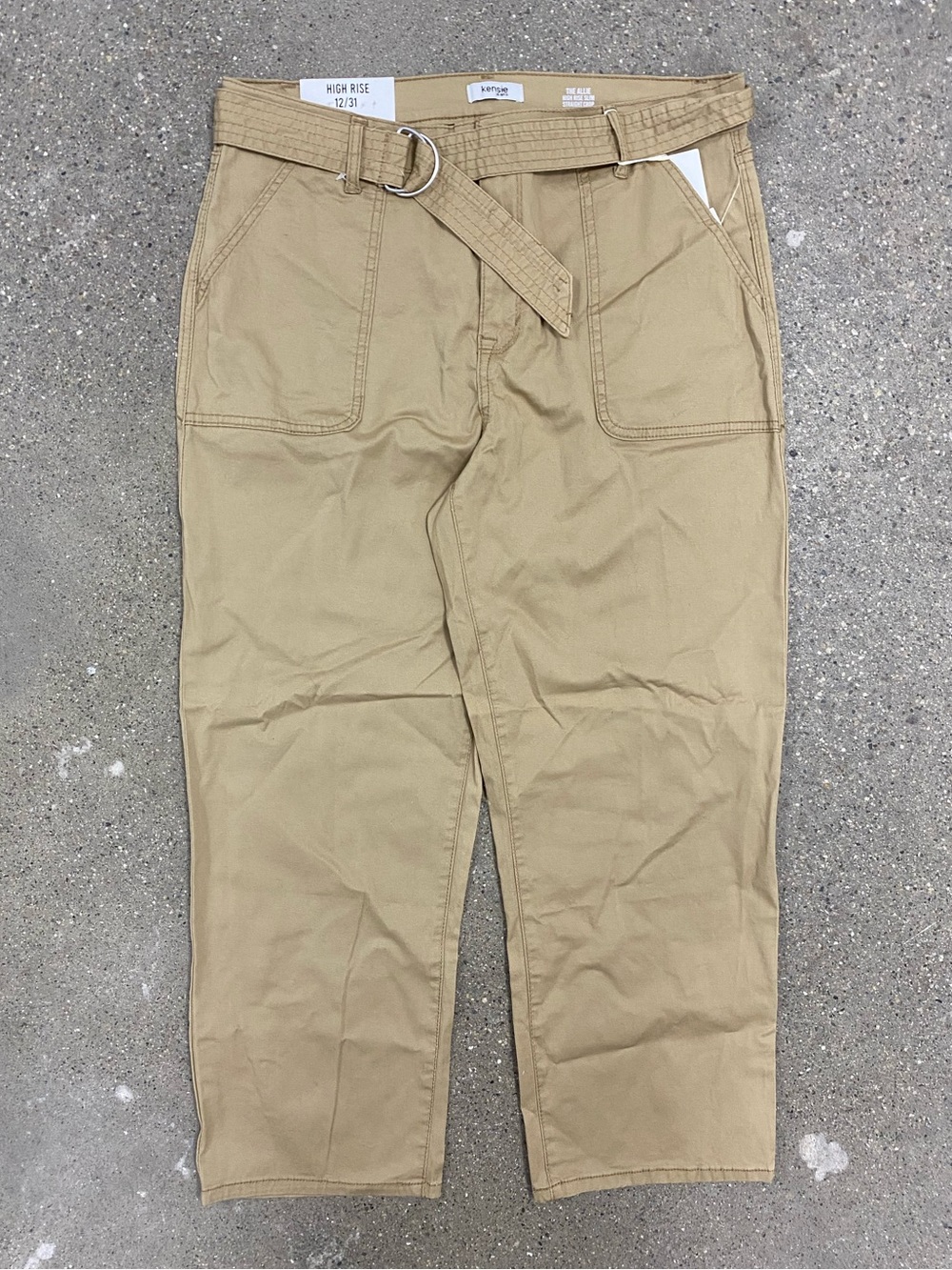 NWT Kensie Allie High Rise Slim Straight Crop Khaki Pants size 12
